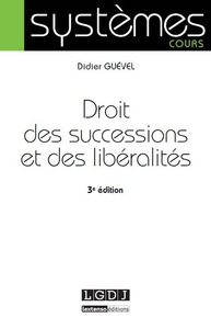 DROIT DES SUCCESSIONS ET DES LIBERALITES - 3EME EDITION