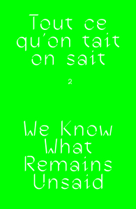 WAGES FOR WAGES AGAINST  VOLUME 2 - TOUT CE QU'ON TAIT ON SAIT