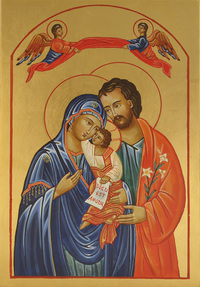 LA SAINTE FAMILLE - ICONE DOREE A LA FEUILLE 9,5X8 CM - 883.14