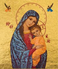 VIERGE DE LA LUMIERE - ICONE DOREE A LA FEUILLE 10X8 CM - 942.14