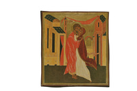 LA RENCONTRE DE MARIE ET JOSEPH - ICONE DOREE A LA FEUILLE 14,5X11,8 CM - 362.64