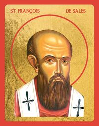 SAINT FRANCOIS DE SALES - ICONE DOREE A LA FEUILLE 15X11,8 CM - 606.64
