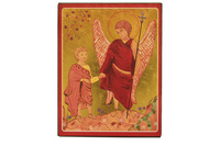 ANGE GARDIEN AVEC L'ENFANT - ICONE DOREE A LA FEUILLE 13,7X9,6 CM - 171.63