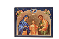 LA SAINTE FAMILLE AUX ETOILES - ICONE DOREE A LA FEUILLE 9,5X8 CM - 394.14