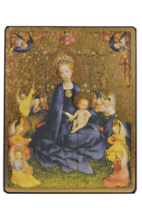 VIERGE A LA TREILLE AUX ROSES - ICONE DOREE A LA FEUILLE 18,5X14,9 CM - 824.67