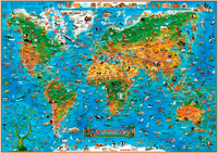 CARTE ANIMAUX DU MONDE - AVEC BARRES (PLAST.138X97