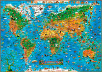 CARTE ANIMAUX DU MONDE - SANS BARRES (PLAST.138X97