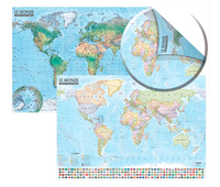 CARTE DU MONDE (POLITIQUE ET PHYSIQUE / SANS BARRE