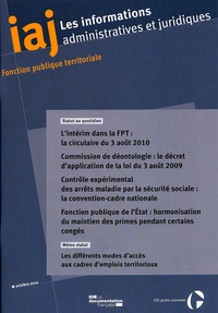 L'interim dans la fonction publique territoriale (iaj n 10 - octobre 2010)