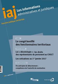 Le congé bonifié des fonctionnaires territoriaux-iaj n.01-2017