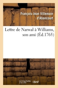 LETTRE DE NARWAL A WILLIAMS, SON AMI