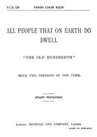 LOUIS BOURGEOIS: ALL PEOPLE THAT ON EARTH DO DWELL (HYMN) SATB/ORGAN CHANT