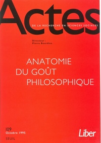 Actes de la recherche en sciences sociales, n° 109. Sociologie de la philosophie