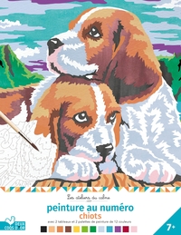 PEINTURE AU NUMERO - CHIOTS - CAHIER AVEC PALETTE ET PINCEAU