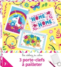 3 porte-clefs à pailleter - mini boîte avec accessoires