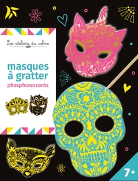 Masques à gratter phosphorescents - pochette avec accessoires