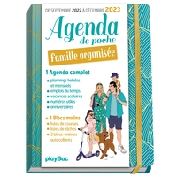 AGENDA DE POCHE 2023 DE LA FAMILLE ORGANISEE - BLEU (DE SEPT. 2022 A DEC. 2023) - S'ORGANISER N'A JA
