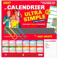Frigobloc Le mini calendrier Ultra Simple pour une famille organisée ! (de sept. 2026 à déc. 2027)