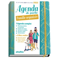 AGENDA DE POCHE DE LA FAMILLE ORGANISEE 2022 - BLEU (DE SEPT 2021 A DECEMBRE 2022) - S'ORGANISER N'A