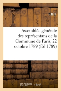 Projet de réglement pour l'ordre intérieur de l'Assemblée générale des représentans