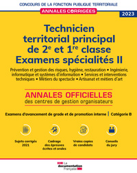 Technicien territorial principal de 2e et 1re classes 2023 Spécialités II - Catégorie B