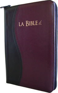 BIBLE SEGOND 21: DUO NOIR/BORDEAUX, TRANCHES OR, FERMETURE ECLAIR