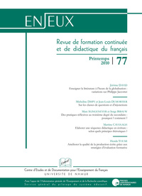 ENJEUX 77. REVUE DE FORMATION CONTINUEE ET DE DIDACTIQUE DU FRANCAIS