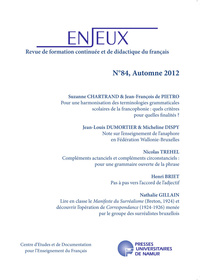 ENJEUX 84, AUTOMNE 2012