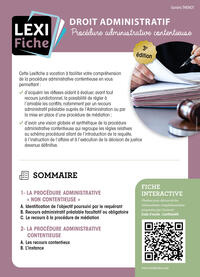 DROIT ADMINISTRATIF - PROCEDURE ADMINISTRATIVE CONTENTIEUSE