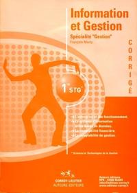 INFORMATION ET GESTION - SPECIALITE GESTION 1ERE STG - CORRIGE (POCHETTE)