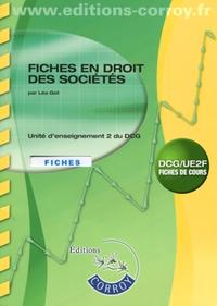 FICHES EN DROIT DES SOCIETES.POCHETTE FICHES DE COURS. UNITED'ENSEIGNEMENT 2 DU