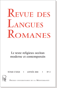 Revue des langues romanes Tome 122 n° 2 : Le texte religieux occitan moderne et contemporain