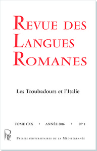 Revue des Langues Romanes Tome 120 n° 1