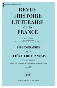 RHLF 2014, Bibliographie 2013