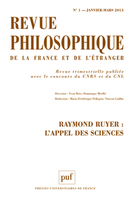 Revue philosophique 2013, t. 138 (1)