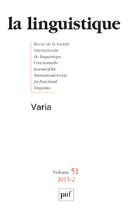 linguistique 2015, vol. 51 (2)