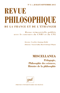 Revue philosophique 2015, t. 140 (3)