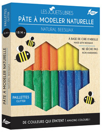 Pâte à modeler cire d'abeille - 4 couleurs pailletées