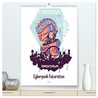 Cyberpunk Futuristes  (Calendrier mural 2026 DIN A2 horizontal) calendrier de bureau