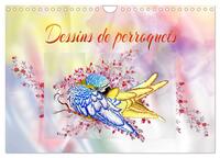 Dessins de perroquets (Calendrier mural 2026 DIN A4 vertical), CALVENDO calendrier mensuel