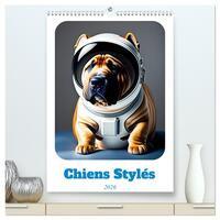 Chiens stylés  (Calendrier mural 2026 DIN A2 horizontal) calendrier de bureau