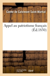 APPEL AU PATRIOTISME FRANCAIS