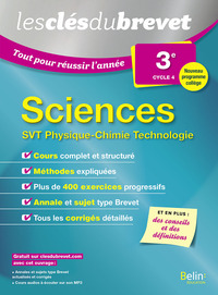 Sciences (SVT, Physique-chimie, Technologie) - 3ème