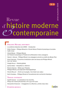 Revue d'histoire moderne et contemporaine, n° 72-3 (juillet-septembre 2025)