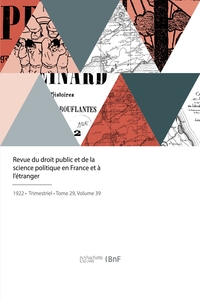 REVUE DU DROIT PUBLIC ET DE LA SCIENCE POLITIQUE EN FRANCE ET A L'ETRANGER