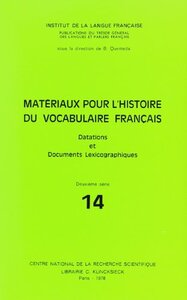 Matériaux pour l'histoire du vocabulaire français