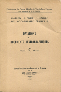 Matériaux pour l'histoire du vocabulaire français