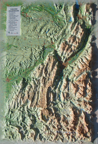 CARTE EN RELIEF DES PARCS NATURELS REGIONAUX DU VERCORS ET DE LA CHARTREUSE