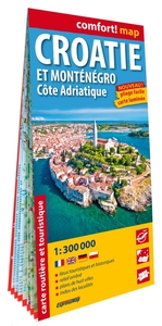 Croatie et Monténégro. Côte Adriatique 1/300.000 (carte grand format laminée)