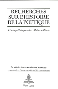 Recherches sur l'histoire de la poétique - études